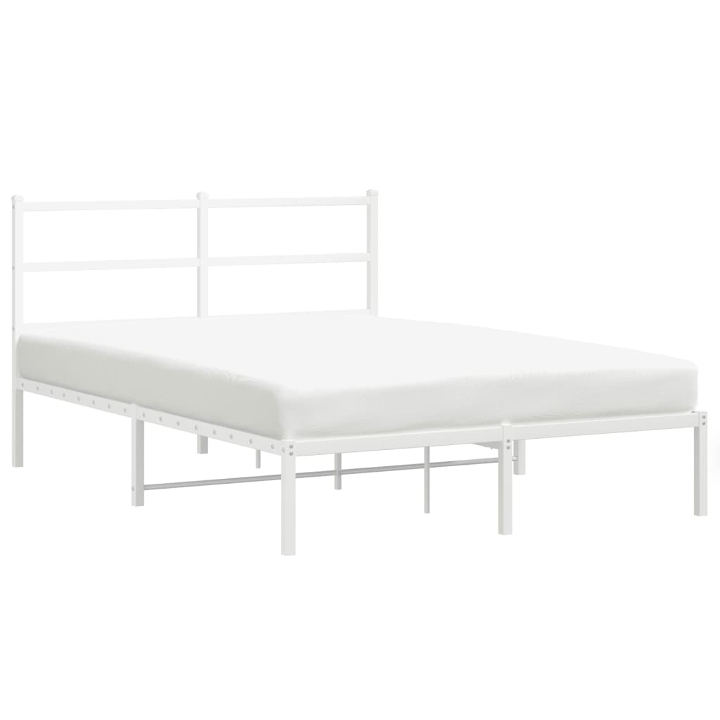 Metal Bed Frame without Mattress with Headboard White 135x190 cm