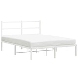 Metal Bed Frame without Mattress with Headboard White 135x190 cm