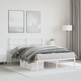 Metal Bed Frame without Mattress with Headboard White 135x190 cm
