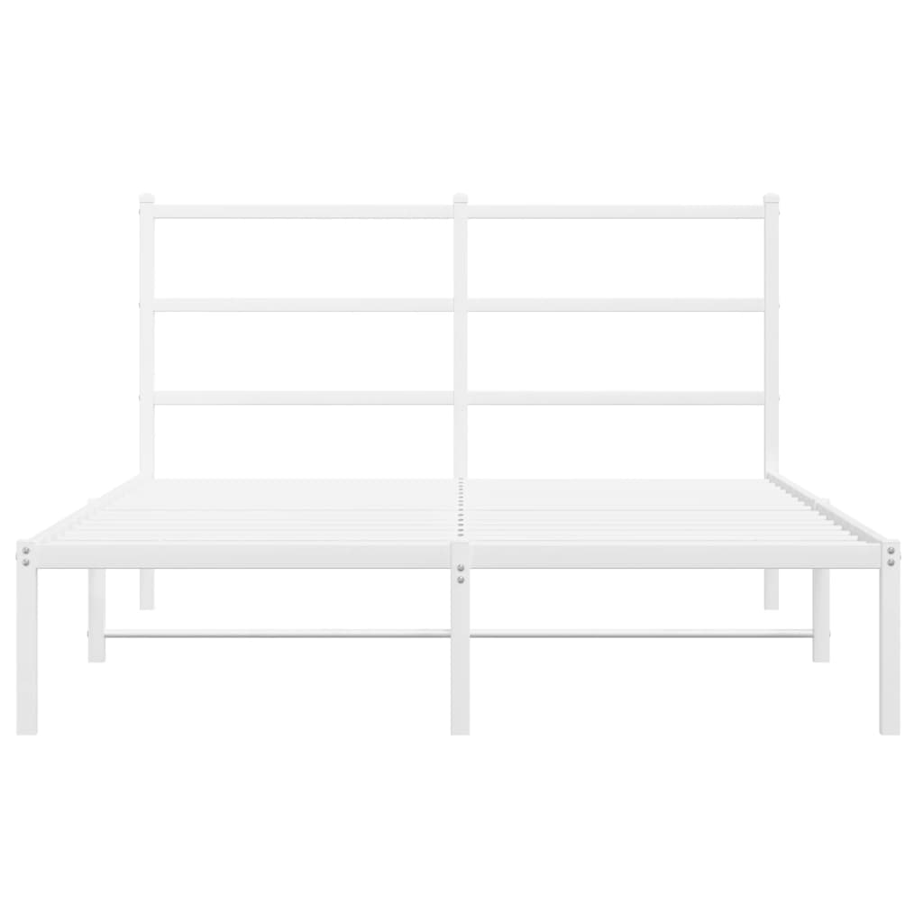 Metal Bed Frame without Mattress with Headboard White 135x190 cm