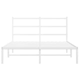 Metal Bed Frame without Mattress with Headboard White 135x190 cm