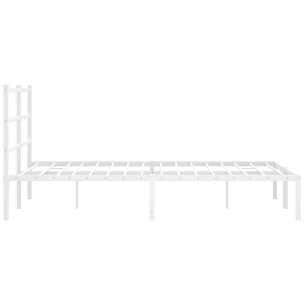 Metal Bed Frame without Mattress with Headboard White 135x190 cm