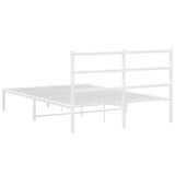 Metal Bed Frame without Mattress with Headboard White 135x190 cm