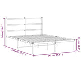Metal Bed Frame without Mattress with Headboard White 135x190 cm