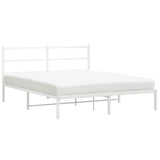 Metal Bed Frame without Mattress with Headboard White 150x200 cm - Front View