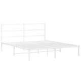 Metal Bed Frame without Mattress with Headboard White 150x200 cm - Side View