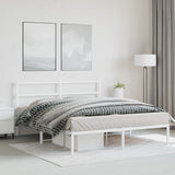 Metal Bed Frame without Mattress with Headboard White 150x200 cm - Top-Down View