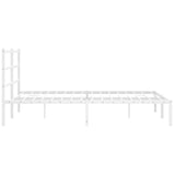 Metal Bed Frame without Mattress with Headboard White 150x200 cm - Rear View