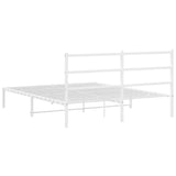 Metal Bed Frame without Mattress with Headboard White 150x200 cm - Close-Up Angle