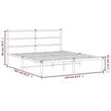 Metal Bed Frame without Mattress with Headboard White 150x200 cm - Extra Image