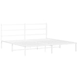 Metal Bed Frame without Mattress with Headboard White 183x203 cm King - Side View