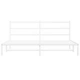 Metal Bed Frame without Mattress with Headboard White 183x203 cm King
