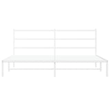 Metal Bed Frame without Mattress with Headboard White 183x203 cm King - 45-Degree Angle
