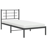 Metal Bed Frame without Mattress with Headboard Black 90x190 cm - Top-Down View