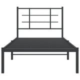 Metal Bed Frame without Mattress with Headboard Black 90x190 cm - 45-Degree Angle