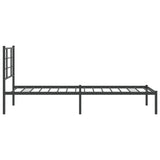 Metal Bed Frame without Mattress with Headboard Black 90x190 cm - Rear View
