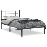 Metal Bed Frame without Mattress with Headboard Black 107x203 cm King Single - Front View