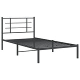 Metal Bed Frame without Mattress with Headboard Black 107x203 cm King Single - Side View