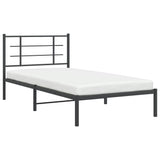 Metal Bed Frame without Mattress with Headboard Black 107x203 cm King Single