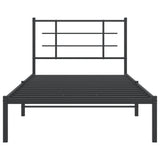 Metal Bed Frame without Mattress with Headboard Black 107x203 cm King Single