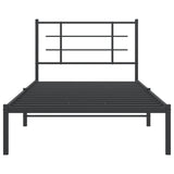 Metal Bed Frame without Mattress with Headboard Black 107x203 cm King Single - 45-Degree Angle