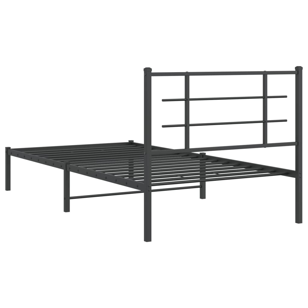 Metal Bed Frame without Mattress with Headboard Black 107x203 cm King Single