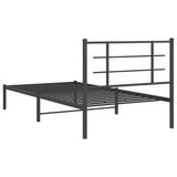 Metal Bed Frame without Mattress with Headboard Black 107x203 cm King Single - Close-Up Angle
