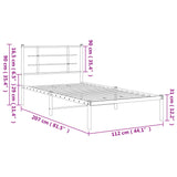 Metal Bed Frame without Mattress with Headboard Black 107x203 cm King Single - Extra Image