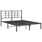 Metal Bed Frame without Mattress with Headboard Black 135x190 cm