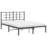 Metal Bed Frame without Mattress with Headboard Black 135x190 cm - Top-Down View