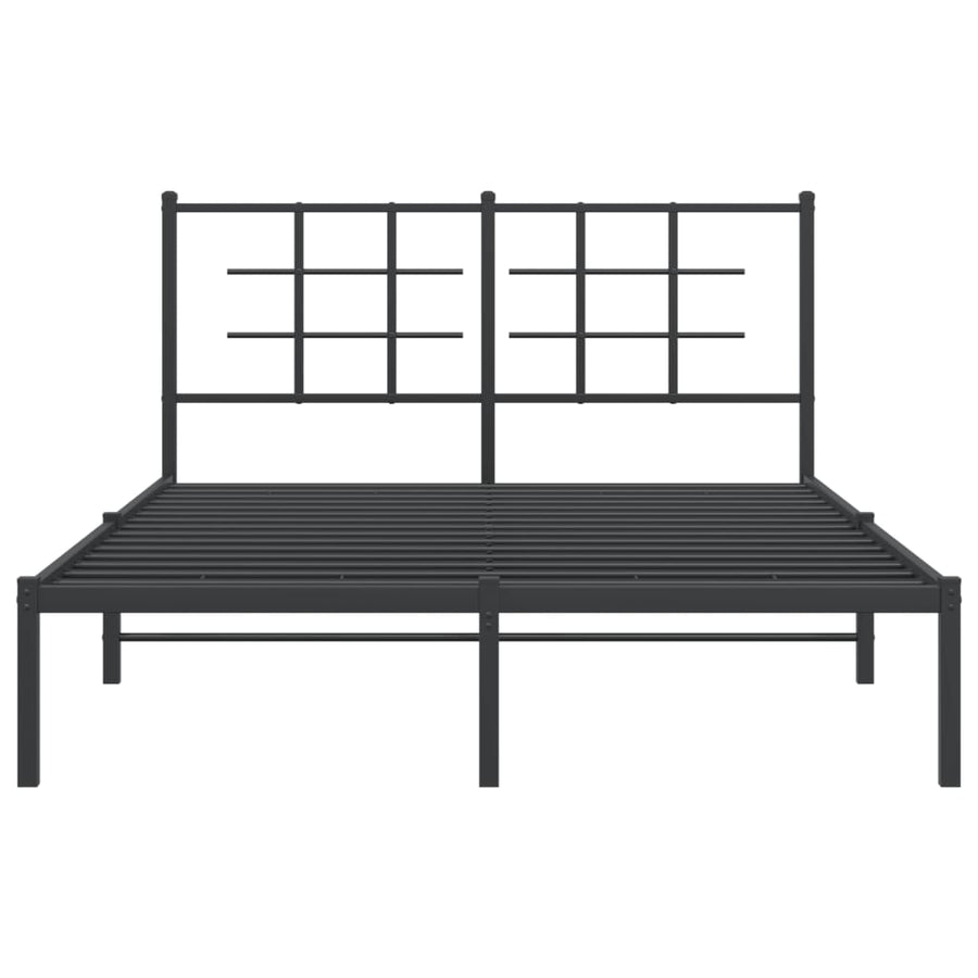 Metal Bed Frame without Mattress with Headboard Black 135x190 cm
