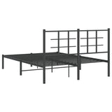Metal Bed Frame without Mattress with Headboard Black 135x190 cm - Close-Up Angle