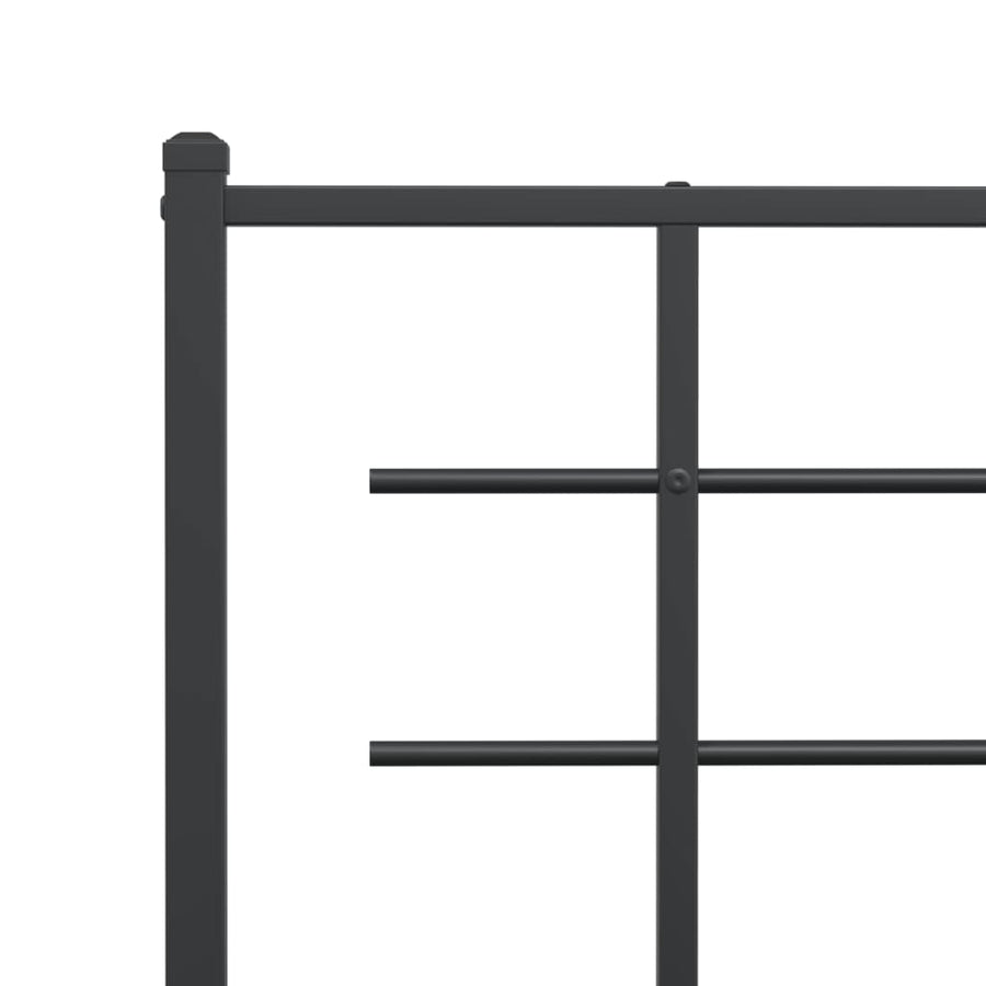 Metal Bed Frame without Mattress with Headboard Black 135x190 cm