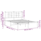 Metal Bed Frame without Mattress with Headboard Black 135x190 cm - Extra Image