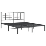 Metal Bed Frame without Mattress with Headboard Black 150x200 cm - Side View