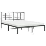 Metal Bed Frame without Mattress with Headboard Black 150x200 cm