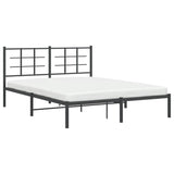 Metal Bed Frame without Mattress with Headboard Black 150x200 cm - Top-Down View