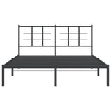 Metal Bed Frame without Mattress with Headboard Black 150x200 cm