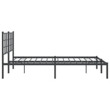 Metal Bed Frame without Mattress with Headboard Black 150x200 cm - Rear View