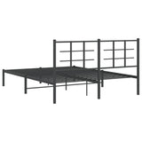 Metal Bed Frame without Mattress with Headboard Black 150x200 cm - Close-Up Angle