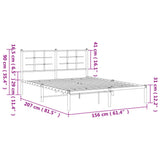 Metal Bed Frame without Mattress with Headboard Black 150x200 cm