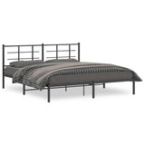 Metal Bed Frame without Mattress with Headboard Black 183x203 cm King