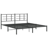 Metal Bed Frame without Mattress with Headboard Black 183x203 cm King - Side View