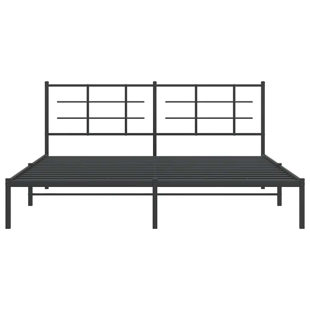 Metal Bed Frame without Mattress with Headboard Black 183x203 cm King