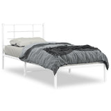 Metal Bed Frame without Mattress with Headboard White 90x190 cm - Front View