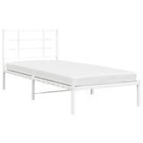 Metal Bed Frame without Mattress with Headboard White 90x190 cm - Top-Down View