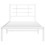 Metal Bed Frame without Mattress with Headboard White 90x190 cm