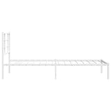 Metal Bed Frame without Mattress with Headboard White 90x190 cm - Rear View