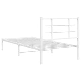 Metal Bed Frame without Mattress with Headboard White 90x190 cm - Close-Up Angle