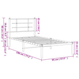 Metal Bed Frame without Mattress with Headboard White 90x190 cm - Extra Image